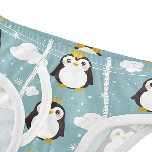 Penguin Wearing Crown Boys' Underwear Cotton Cute Boys Briefs Soft Toddler Underwear 2T4