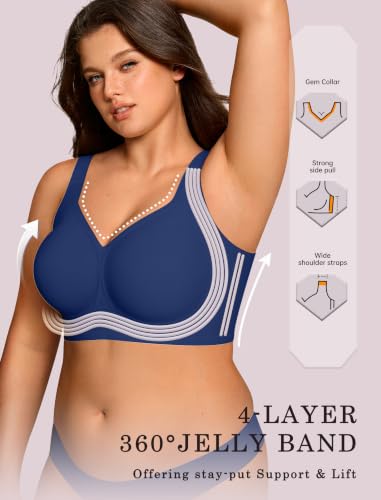 Image of OEAK Womens Wireless Jelly Bras Plus Size Support Push Up Comfortable Bra