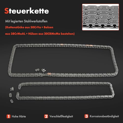 Frankberg Steuerkettensatz Kompatibel mit C-Klasse W204 C204 S204 E-Klasse W212 A207 C207 S212 SLK R172 1.8L 2011-Heute A2710501400