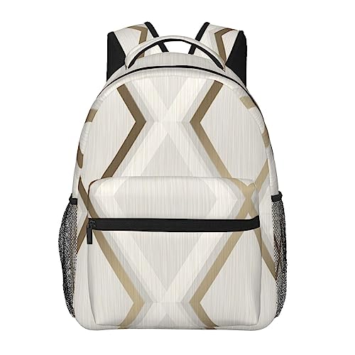 Sac à dos en toile imprimé géométrique ivoire doré BAFAFA chic et résistant
