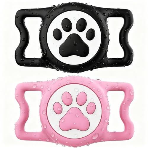 Support AirTag collier chien étui silicone housse protection anti-perte noir