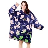 GEULAY Adult Wearable Blanket Hoodie - Axolotl Wearable Blanket Sweatshirt for Women or Men, Warm & Cozy Plush Fleece Blankets with Pockets and Sleeves, Birthday Gifts for Adults