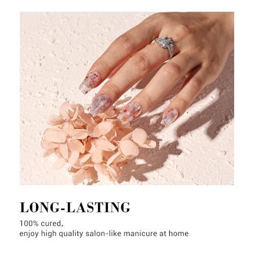 MelodySusie Tiras de unhas de gel semicuradas (jardim de cristal) - Funciona com lâmpada de unha, qu