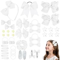 LOPHE Haarspangen Mädchen, 77Pcs Haarschmuck Haarschleifen für Kinder, Babys, Haarreifen Süße Haarklammer Kinder Set, Geschenkset Haarschmuck für Alltägliche Anlässe und Feiertagsfeiern, Weiß