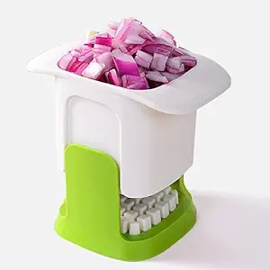 LOOK AT Vegetable Chopper Spiralizer Vegetable Slicer Onion Chopper with Container Pro Food Chopper(White,Pack of 1,Plastic)