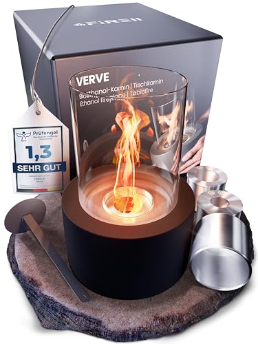 Firell Feuerschale - Tischfeuer Indoor & Outdoor - Gefertigt aus massivem Beton – Extra Lange Brenndauer – Dekoratives Kamin-Set – Geschenkidee für...