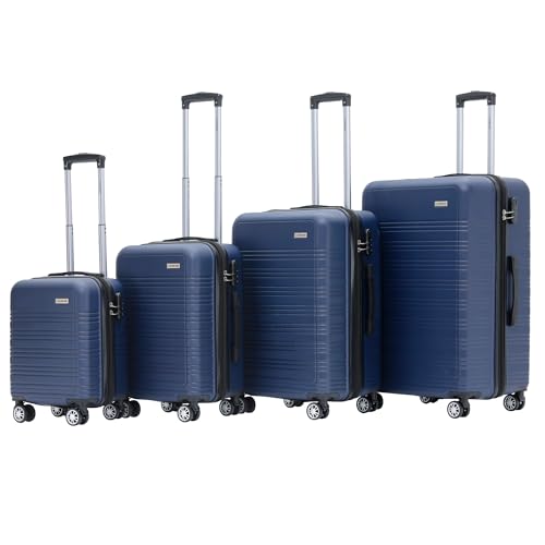 La Mejor Lista de Maletas para viajar - los más vendidos. 46 COMPASS | Juego de 4 Maletas de Viaje Rígidas - Maletas Montevideo ABS Resistentes Color Azul– Ruedas Giratorias 360° - Tamaños 16', 20', 24', 28' - Set de Equipaje Ligero y...