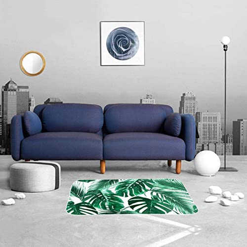 Green Tropical Leaves All-Season Doormat Stain And Fade Resistant Low Profile Indoor Outdoor Door Mats Easy Clean Patio Entrance Mat 16X24 In #TOP3