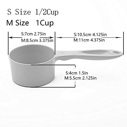 Super Design Sturdy Melamine Food Scoop for Dogs Cats Birds, Measuring Cup, Long Comfortable Handle, 1 Cup