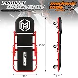 M-AUTO Foldable Z Creeper 2-in-1 Rolling Folding Car Creeper & Seat, 36' Adjustable Roller Garage Chair Lay Down or Sit, 330LBS Capacity Under Car Roller Creeper with 6 Swivel Casters, Red