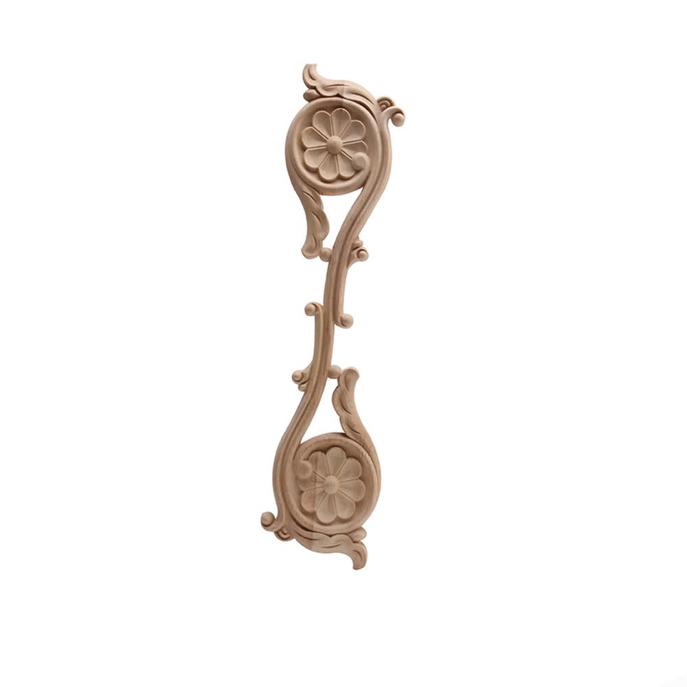 Applique en bois décorative C201 retro motif floral pour meuble et porte