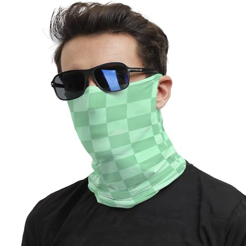 TZTTZT Polainas de cuello para hombres y mujeres, pasamontañas con estampado de cuadros aguamarina, bandanas de media cara, máscara para el cuello