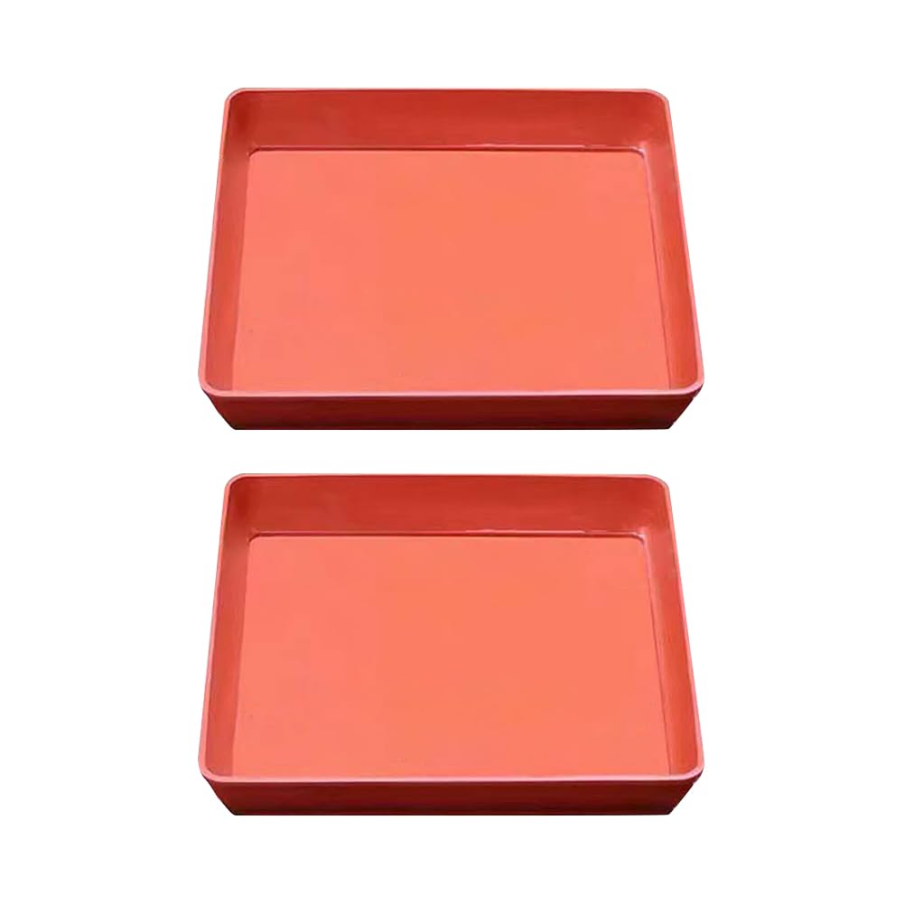 FSSTUD 2 Pcs 22.5cm Square Plastic Plant Saucer Plant Pot Water Draining Receiving Tray Flower Pot Drip Dish Plates Garden Planter Drainage Saucers Seedling Growing Tray for Pots Base Red