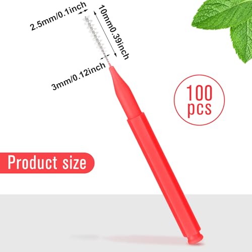 Image of Patelai 100 Pieces Braces Dental Brush for Cleaner Interdental Toothpick Dental Tooth Flossing Head Oral Hygiene Flosser Toothpick Cleaners Tooth Tool(Red,Suitable Size)