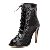 LanreyTaley Women Sweet Bow Boots Mid Heels Lace Up Moccasin Boot Mid Calf Lolita Slouch Boots Ruffle Boots Black Size 40 Asian