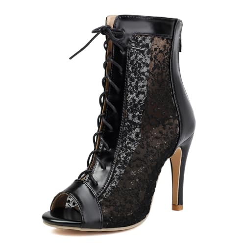 ElegaStep Women Elegant Peep Toe Lace Booties Back Zipper Wedding Boots for Bride Stiletto High...