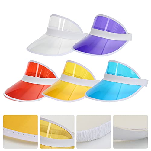 TOYANDONA 5Pcs Sunvisors Chapéu Vazio Chapéu de Praia Viseira Caps Proteção UV Transparente Grande L