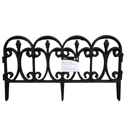 4pc Black Ornate Garden Fence Set