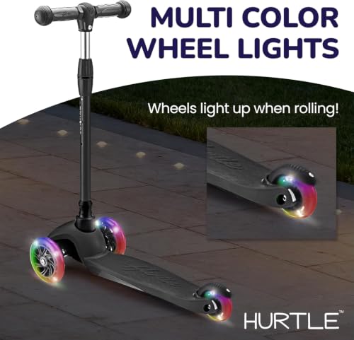 Hurtle 3 Wheel Toddler Scooter - Three Adjustable Heights, Wide Anti-Slip Deck, Kick Scooter for Kids Ages 2-5 w/Fun Light Up Wheels for Girls & Boys by Hurtle - Image 5