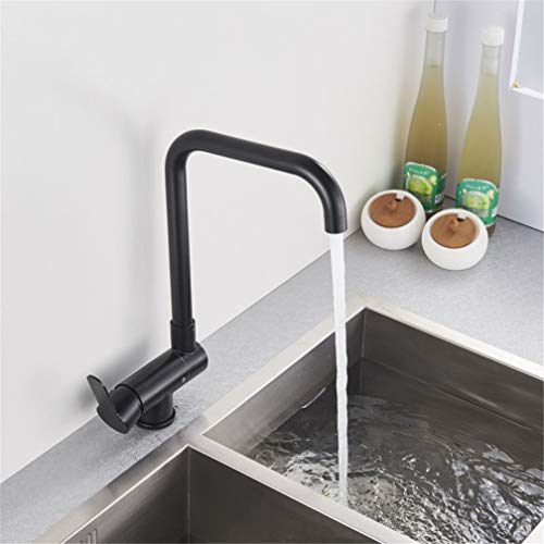 Grifo monomando de cocina negro con rotación de 360 grados y caño plegable LWX 2