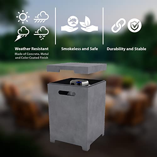 Kante 23.6" H Square Natural Eco-Friendly Concrete/Metal Outdoor Patio Backyard Uv And Weather Resistant Modern Propane Tank Cover Storage Box For Gas Fire Pit,Natural Concrete,Rmfp-T01-81921 #TOP1