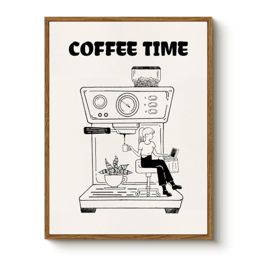 Bzstyleart Retro Coffee Theme Canvas Wall Art Print, 12 x 16 Inch