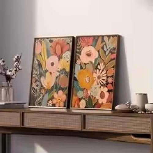 Affiche florale bohème 30x50 cm lot de 2 tableaux encadrés XINBAO pour salon