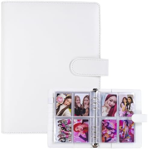 A5 Kpop Photocard Binder with 30 Pack 4-Pocket Card Pages, 6 Ring A5 Binder Card Collector Album with 240 Card Slots,PU Leather Binder Cover with Magnetic Buckle Closure for Organizing Trading Card