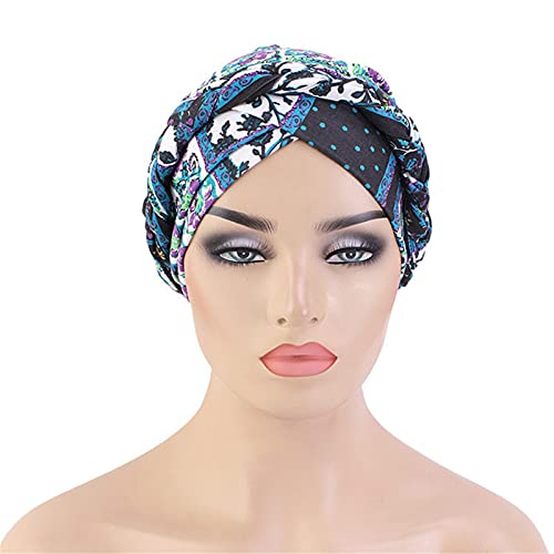 Image of Qianmome 4 Pieces Braid Knot Lady Head Scarf Hijab Bohemia Style Turban Hat Muslim Inner Hijab for Women Bandana Cap