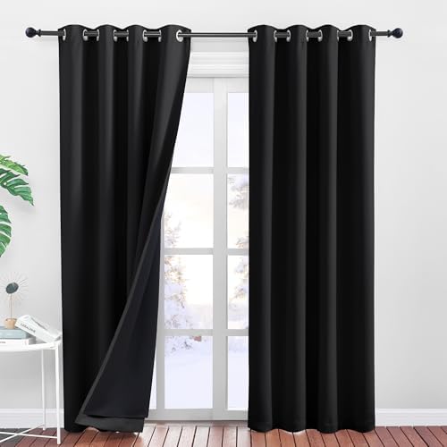 PONY DANCE Black Blackout Curtains 2 Pieces 140 x 240 cm 100% Bla...