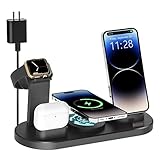 Wireless Charger Station,4 in 1 Magnetic Charging Stand Compatible with iPhone15/14/13/12/Pro Max/Plus, AirPods, Apple Watch 8/7/SE/6/5/4 (Black)