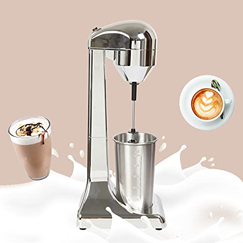 RocoReny Electric Single Head Milk Shaker,100W Stainless Steel Silver Commercial Drink Mixer With Abs ?Stainless Steel Cup,2 Speed Adjustable Smoothie Malt For Cocktail Tea Coffee