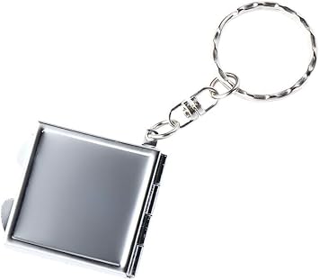 Silver Square Metal Portable Folding Mirror Key Chain Round Square Heart Shape Cosmetic Mirror Compact Travel Pocket Mirror with Key Ring Keychain, Compact and Travel Mirrors,Car Keychain