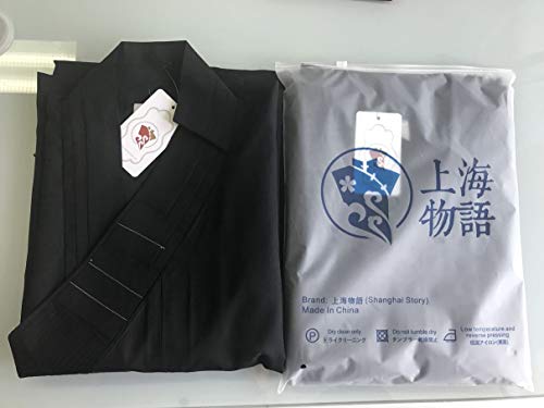 Shanghai Story Shaolin Temple Zen Buddhist Robe Monk Kung Fu Shirt Black L