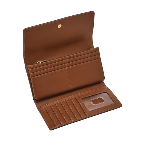 Image of Fossil Women's Logan Leather Wallet RFID Blocking Flap Clutch Organizer