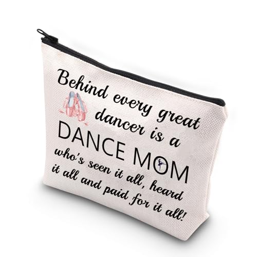 VAMSII Dance Teacher Thank You Gifts Behind Every Great Dancer is a Dance Mom Makeup Bag Dance Instructor Cosmetic Bag (Dance Mom)