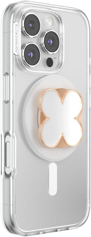 PopSockets Phone Grip for MagSafe, Magnetic Holder, Phone Stand, Enamel - Clover Rose Gold