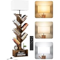 OUTONLIFE 6 Tier Tree Bookshelf with Light & Remote, Small Bookcase with Storage Cabinet, Modern Narrow Corner Bookshelves Organizer, Tall Floor Standing Book Shelf for Bedroom, Living Room, Office