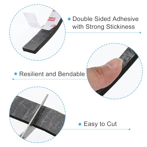 Image of PATIKIL 3 /8 inch W x 3 /8 inch T x 6.6Ft Double Sided Foam Tape, 2Rolls EVA Multipurpose Self Adhesive Weather Sponge Stripping for Home Decorations, Card Scrapbooking DIY Craft Project, Black