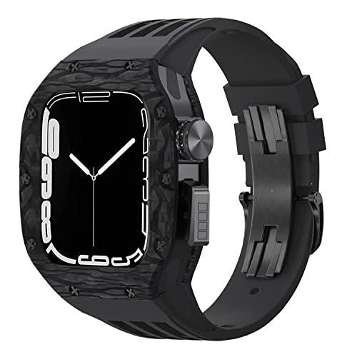 Protéger Apple Watch des chocs avec le kit boîtier carbone et bracelet fluor rigide 45mm