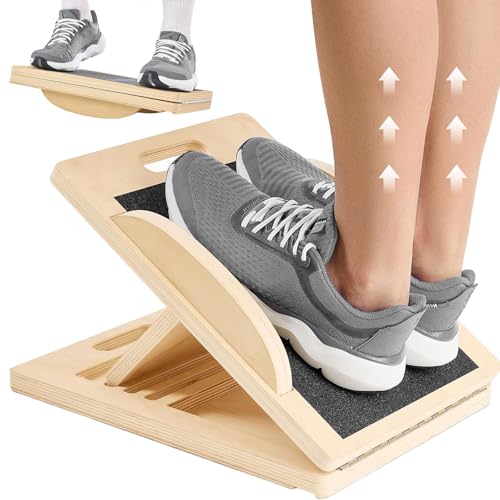 Balance Board und Schrägbrett aus Holz Verstellbares Wadendehner Wackelbrett für Physiotherapie Gleichgewichtstrainer 1.8 cm Dicke der Holzplatte für Kniebeugen Muskeldehnung Yoga Training