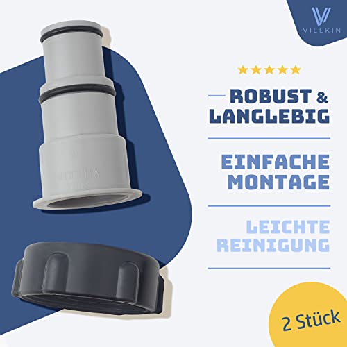 Villkin Adapter (2 pieces) type A compatible with Intex pools with 32 mm and 38 mm connection (standard, grey) - Image 3