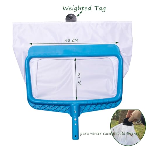 Miniatura 7 de Dabovin Profesional Recogehojas De Piscina Limpiar Sedimentos Del Fondo De Estanque, Red Fina De Suelo Para Piscina Con Marco Reforzado De Plástico, Pool Rake Skimmer Net