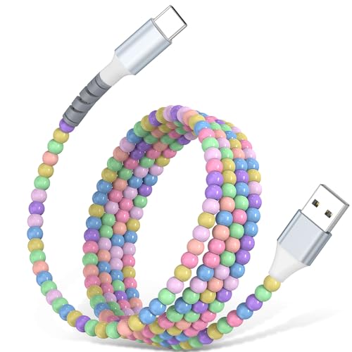 USB A to USB C Cable 3FT,Beaded Charger Cord 27W Fast