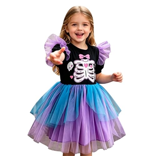 Robe à manches courtes pour fille avec imprimés de danse confortables