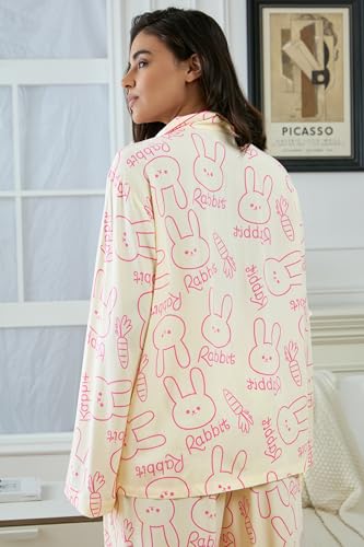 Image of YiNi LuLu Womens Pajamas Set 2 Piece Long Sleeve Sleepwear Button Down Pjs Lounge Set Nightwear with Pockets