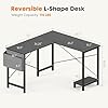 Sweetcrispy L Shaped Desk - Computer Desk Corner Desks Gaming Desk PC Table with CPU Stand Side Bag for Home Office Dorm Sturdy Writing Workstation, Black, 50-Inch #2