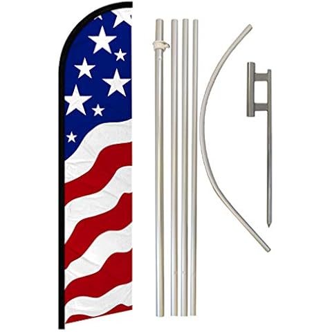 Infinity Republic - USA New Glory Windless Full Sleeve Banner Swooper Flag & Pole Kit - Perfect for Businesses, Dealerships, Events, Stores, etc! Cover