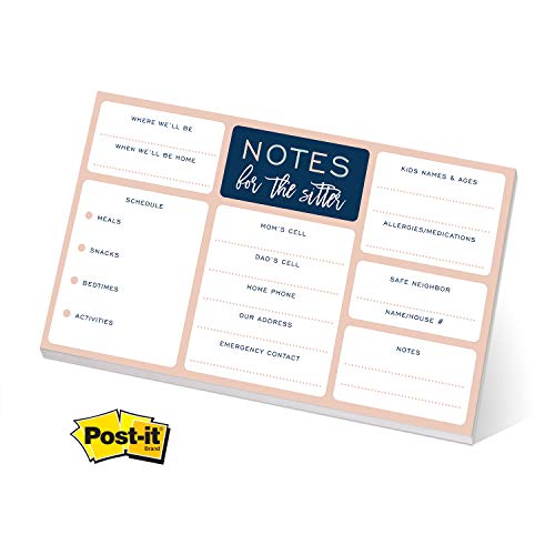 Babysitter Notepad - 50 Pages with Sticky Note Adhesive on Back