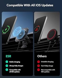 ESR for 15W MagSafe Car Mount Charger, MagSafe Car Charger, Air Vent/Dashboard Magnetic Wireless Car Charger, Car Phone Holder for iPhone Air/17/16/15/14/13/12 Pro Max, S25, Pixel 10